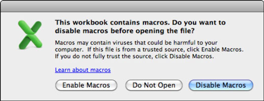 prevent macros from running in excel for mac 2011